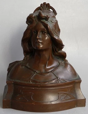 +++ JUGENDSTIL FRAUEN BRONZEBÜSTE VON MARCEL RENARD 12 CM +++ - Bild 1 von 4