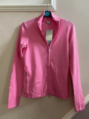 OASIS LADIES PINK ZIPPED THIN KNIT CARDIGAN TOP SIZE 10 UK - Image 1 of 3