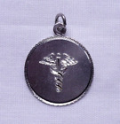 Vintage Sterling Silver Diamond Cut Caduceus - Medical Pendant