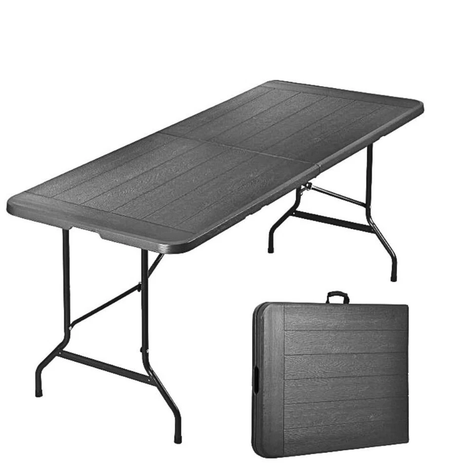 6FT Table plastic folding portable picnic camping indoor outdoor fold-in-half - Image 1 of 4