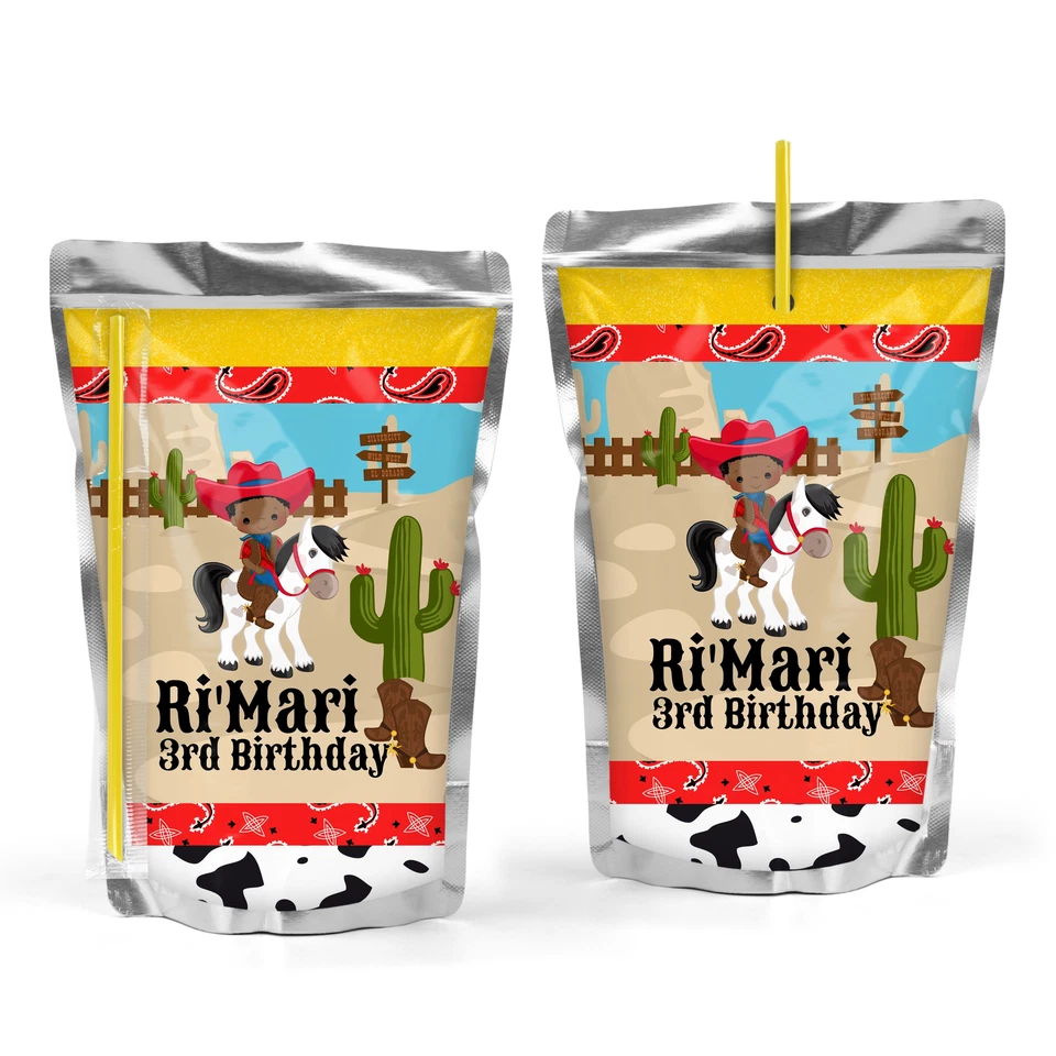 棕色皮肤牛仔生日果汁袋 — 第 1/2 张图片