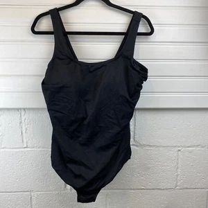 Lands End  Scoop Neck Soft Cup 18 DD CUP Black Tugless Swimsuit - Picture 1 of 11
