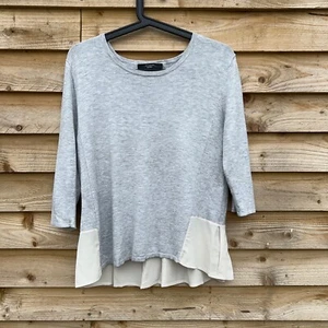 Weekend Max Mara Grey Batwing Asymmetrical hem wool/ cotton top Medium Blouse - Picture 1 of 5