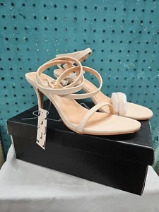Heels 7.5 Shoes Sandals Nude, High Heels Ankle Strap Dressy & Elegant mysoft - Picture 1 of 6