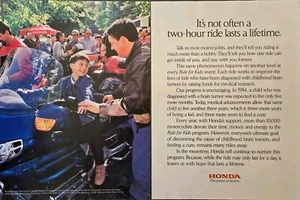 2001 - 2 PAGE PRINT AD - HONDA RIDE FOR KIDS EVENT AD - 2 HOURS LAST A LIFETIME - Picture 1 of 1