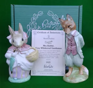 BESWICK BEATRIX POTTER - SEÑORA CONEJO Y FOXY CABALLERO BIGOTE - EDICIÓN DORADA. - Imagen 1 de 12