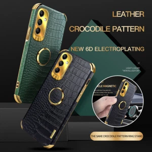 Magnetic Ring Holder Crocodile Leather Case For Samsung A25 A13 A34 A54 5G Cover - Picture 1 of 17