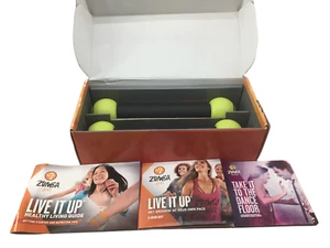 Zumba Gold Live It Up Boxed Set 3 DVD Cardio with 1lb Shaker Toning Sticks - Picture 1 of 8
