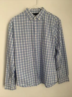 Rugby University Long Sleeve Shirt Mens LG Blue/White Check Plaid Button Up - Image 1 of 4