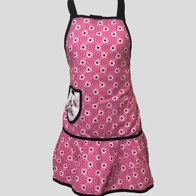Delantal Floral PInk Diseño Retro Kiss the Cook Bolsillo Volantes 100% Algodón Nuevo sin Etiquetas Foto 1 de 4