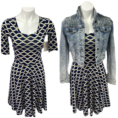 Vestido LuLaRoe Mujer Talla XXS Chaqueta Denim Lote Calce y Acampanado Tachonado Azul Trabajo Foto 1 de 4