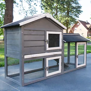 Kaninchenstall Hasen Stall DreamGrey mit Auslauf Freilauf Gehege Kaninchen Käfig - Bild 1 von 12
