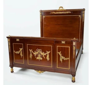 Royal Luxury French Carved Gilt Style Bed, handmade teak Wood furniture - Picture 1 of 5