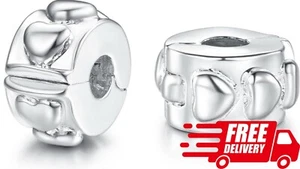 Auténtico 2 piezas Espaciador de bloqueo con clip Tapón Dije Cuentas Trajes Pulsera Pandora NUEVO EE. UU. - Imagen 1 de 7