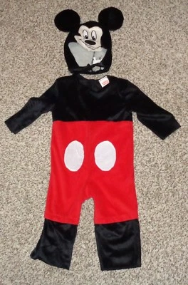 Disney Mickey  Mouse Costume Jumpsuit Hat Size 6-12 Months - Image 1 of 3