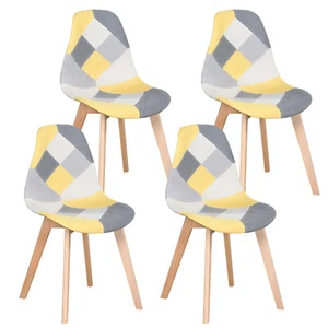 Pack de 4 Sillas de comedor Silla de cocina diseño nórdico Patchwork Amarillo - Imagen 1 de 11