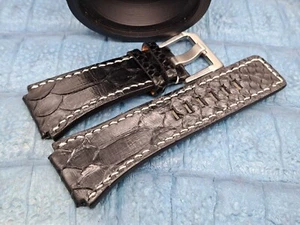 Correa de reloj de cuero exótico de 26 mm/24 mm diseño minimalista vintage a medida - Imagen 1 de 10