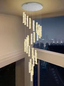 25-Lights Staircase Chandeliers 130inches Long Spiral Crystal Pendant Light H... - Picture 1 of 8