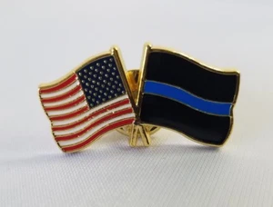 3 - American Flag Lapel Pins Blue Line Patriotic USA Back the Blue - Picture 1 of 2