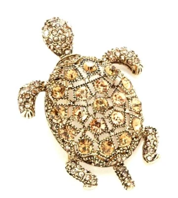 Broche Napier Tortuga Marina Joya Tono Dorado NUEVO con Caja de Regalo Cristales Ámbar  Foto 1 de 4