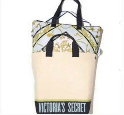 VICTORIA'S SECRET 2 BAGS IN ONE CANVAS COOLER TOTE WITH ZIPPER CLOSURE NWT - Image 1 of 4