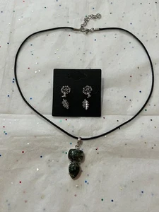 Natürlicher Edelstein 925 Sterling Silber Platte Anhänger + 2 Paar Ohrringe - Bild 1 von 7