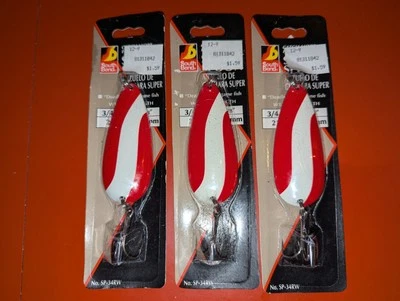 Lote de 3 Super Cucharas De Colección South Bend SP-34-RW Rojo/Blanco 3/4oz Foto 1 de 3