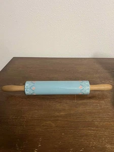 Vintage Style Ceramic Rolling Pin Blue Floral Farmhouse Kitchen Décor 17” - Picture 1 of 3