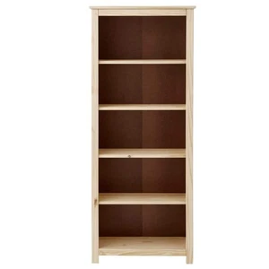 4-Shelf Unfinished Natural Pine Wood Standard Versatile 58" Bookcase Organizer - Picture 1 of 5