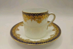Shelley Demitasse Cup & Saucer – Cobalt Blue & 22k Gold, Bone China England, Vtg - Picture 1 of 8