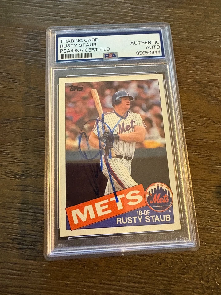 Rusty Staub NY Mets 1985 Topps signed autographed baseball card PSA AUTO - Image 1 of 1