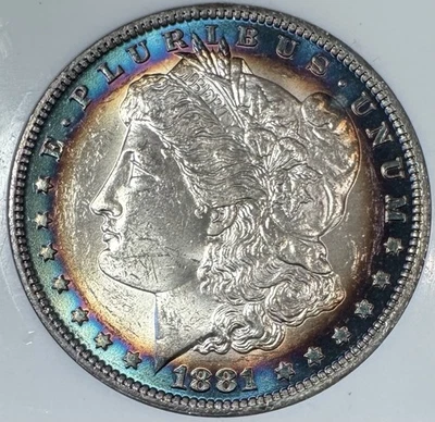 1881 O MORGAN DOLLAR! SUPERSTAR COLOR MS++++ STELLAR PIECE! SO NICE$$$ NR #63838 - Image 1 of 2