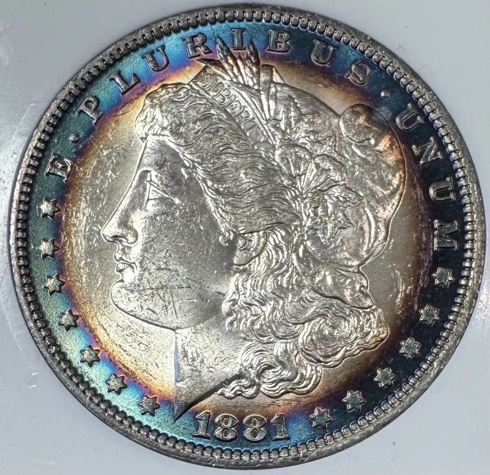 1881 O MORGAN DOLLAR! SUPERSTAR COLOR MS++++ STELLAR PIECE! SO NICE$$$ NR #63838 - Image 1 of 2