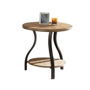 Bowery Hill Round End Table in Light Oak Finish - Picture 1 of 2