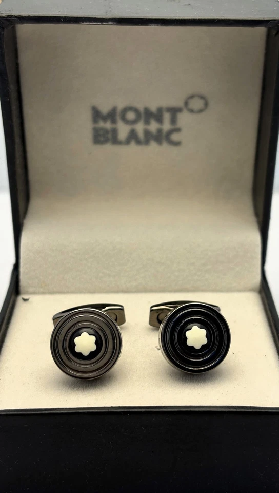 Juego de gemelos Montblanc Designer emblema negro para hombre joyería de lujo en caja Foto 1 de 4