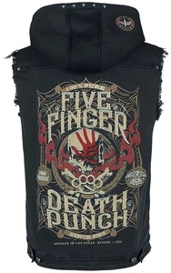 Five Finger Death Punch 5FDP Denim Battle Vest Jean Jacket Vest Metal Trash NEW - Picture 1 of 6