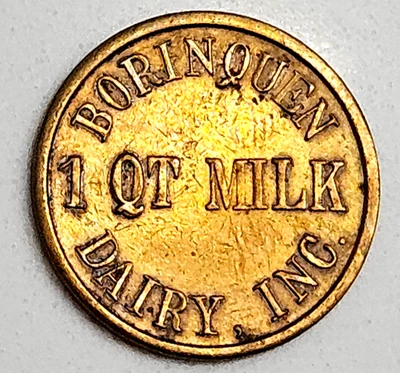 Ficha Vale Leche BORINQUEN DAIRY Ficha de leche AGUADILLA PUERTO RICO RR LETRA FINA Foto 1 de 4