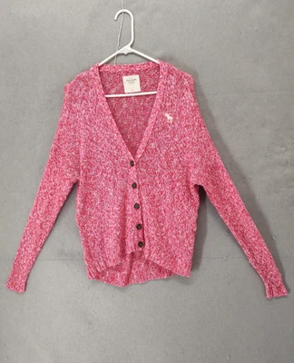 Abercrombie Fitch Sweater Women Small Pink Marled Button Cardigan Knit Pullover - Image 1 of 4