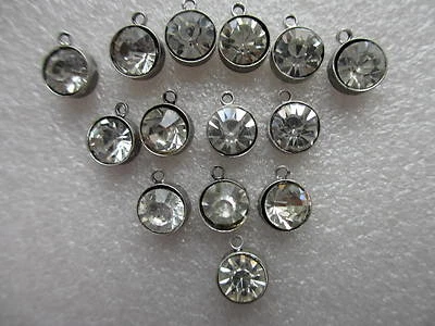 50 x 6mm Diamonds Cut Glass Round Pendants Charms Jewellery Crafts Making