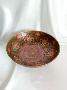 Handmade Painted Vase Brass Salad Bowl India Vintage Decor Collectible Metalware - Picture 1 of 5