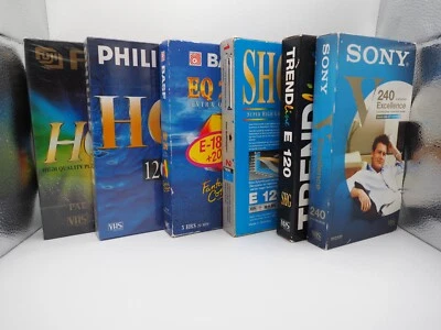 VHS Videokassetten Konvolut unbenutzt 6x E120/180/240/EQ 200 Sony/Fuji/SHC/BASF - Bild 1 von 2