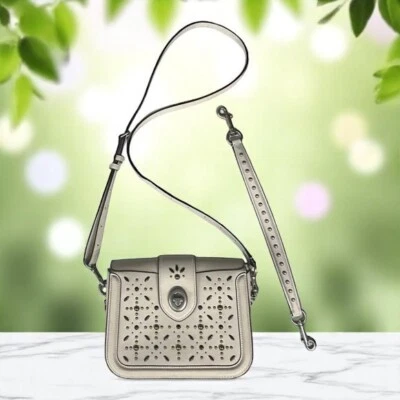 Cartera Bandolera Coach Page Tiza Crema Pradera Remaches 8.5' x 7" x 3" Foto 1 de 4