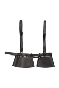 Women Black Faux Leather Biker Look Fashion High Waist Belt Suspender Size XS S - Picture 1 of 12