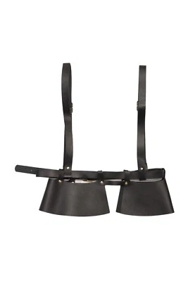 Women Black Faux Leather Biker Look Fashion High Waist Belt Suspender Size XS S - Image 1 of 4