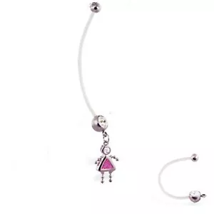 Anillo Vientre Embarazo Maternidad Gema Bebé Rosa Cuelga Naval  - Imagen 1 de 3
