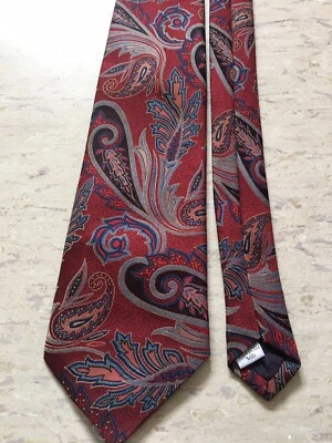 Corbata inteligente vintage cachemira roja 3,5"" de ancho 57"" de largo Foto 1 de 4