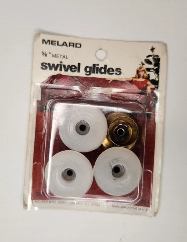 VTG Swivel Glides 5/8” Metal Set of 4 Melard Furniture Feet Hardware Brass NOS Cover