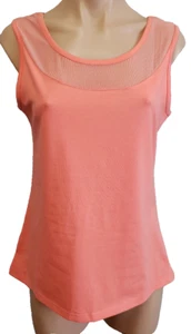 BNWOT Womens Sz M 12 Avon Brand Coral Basic Mesh Panel Sleeveless Tank Cami Top - Picture 1 of 2