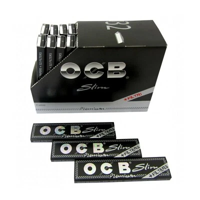 OCB Black Premium King Size Slim Rolling Paper + Perforated Roach Filter Tips - Image 1 of 4