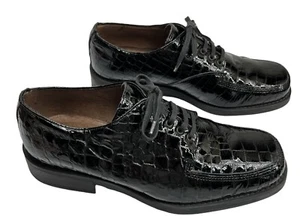LEONE eleganter Schuh Herren 8,5 Größe 41,5 schwarz Lackleder Krokodilmuster Italien - Bild 1 von 12